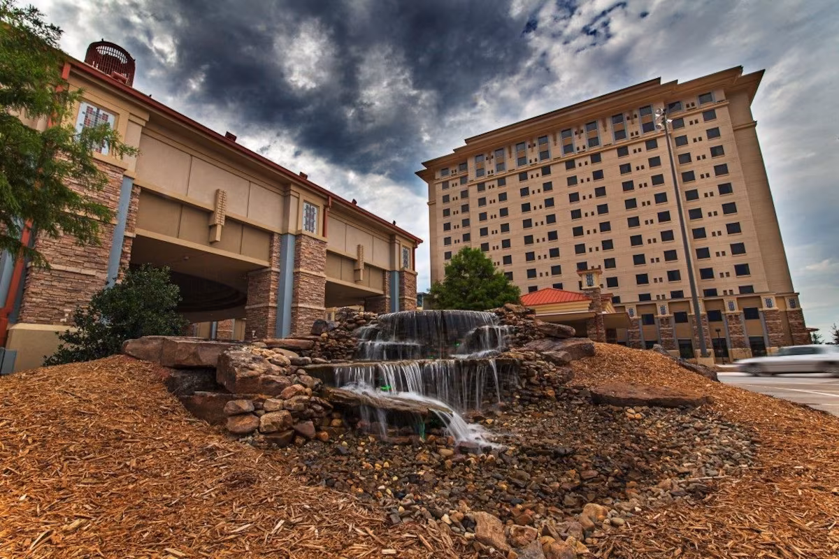 Grand Casino Hotel & Resort entrance pond